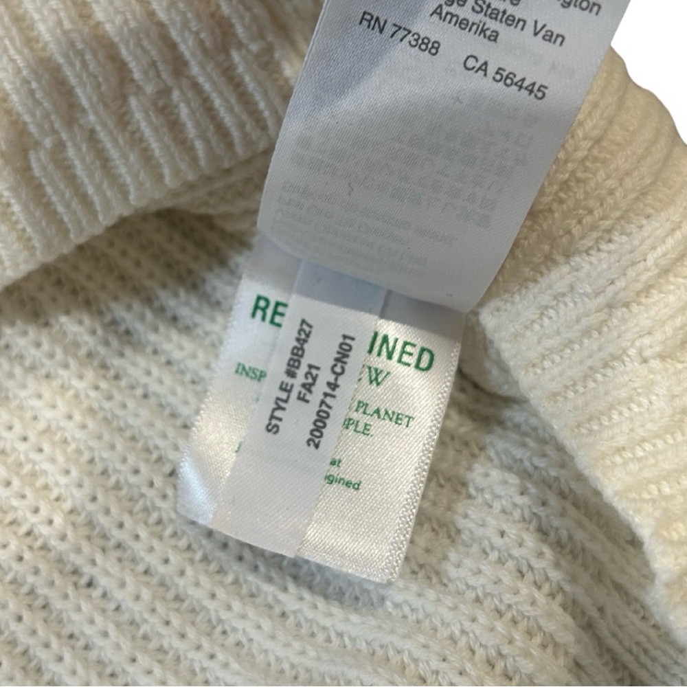 J. Crew Relaxed Cotton-Cashmere Blend Ribbed Turtleneck Sweater | Cream | XXS - Picture 8 of 8